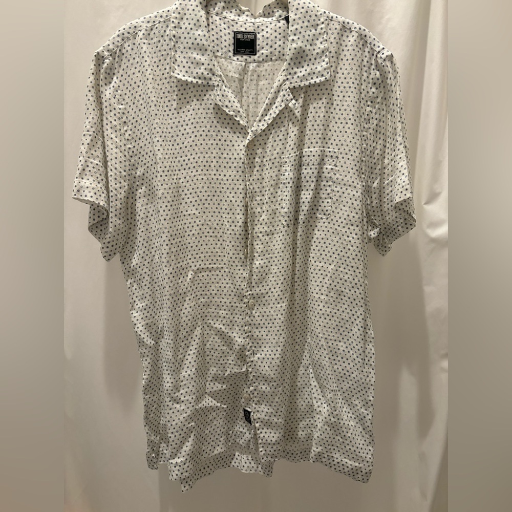 Todd Snyder Men’s L Dot Print Linen Camp Shirt